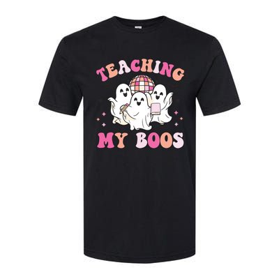 Groovy Teaching My Boos Crew Funny Ghost Halloween Teacher Softstyle CVC T-Shirt