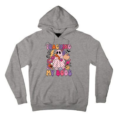 Groovy Teaching My Boos Disco Ball Ghost Halloween Teacher Tall Hoodie