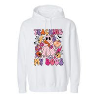 Groovy Teaching My Boos Disco Ball Ghost Halloween Teacher Garment-Dyed Fleece Hoodie