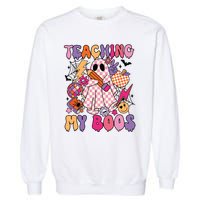 Groovy Teaching My Boos Disco Ball Ghost Halloween Teacher Garment-Dyed Sweatshirt