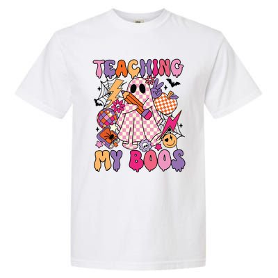 Groovy Teaching My Boos Disco Ball Ghost Halloween Teacher Garment-Dyed Heavyweight T-Shirt