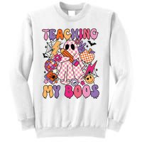 Groovy Teaching My Boos Disco Ball Ghost Halloween Teacher Sweatshirt