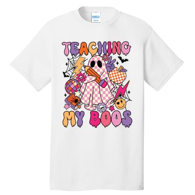 Groovy Teaching My Boos Disco Ball Ghost Halloween Teacher Tall T-Shirt