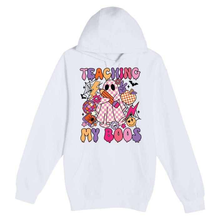 Groovy Teaching My Boos Disco Ball Ghost Halloween Teacher Premium Pullover Hoodie