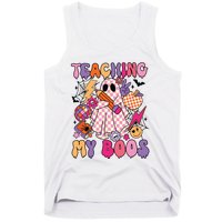 Groovy Teaching My Boos Disco Ball Ghost Halloween Teacher Tank Top