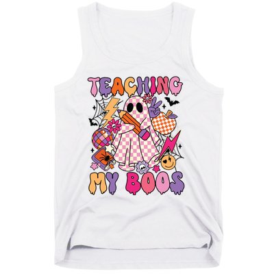 Groovy Teaching My Boos Disco Ball Ghost Halloween Teacher Tank Top