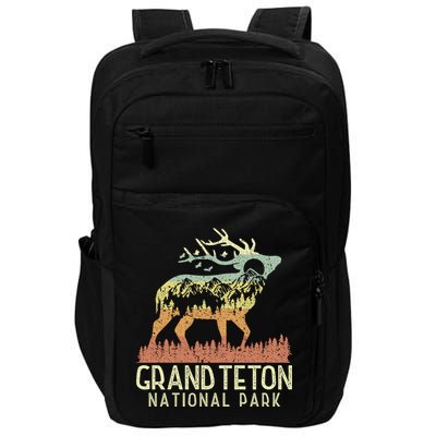 Grand Teton National Park Retro Mountain Vintage Elk Gift Impact Tech Backpack