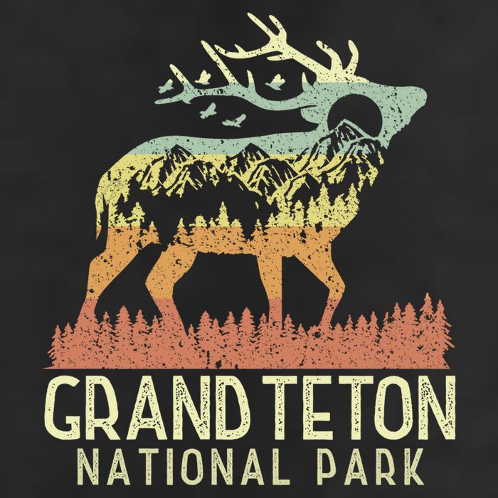 Grand Teton National Park Retro Mountain Vintage Elk Gift Beanie