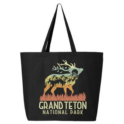 Grand Teton National Park Retro Mountain Vintage Elk Gift 25L Jumbo Tote