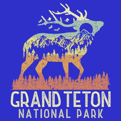 Grand Teton National Park Retro Mountain Vintage Elk Gift T-Shirt