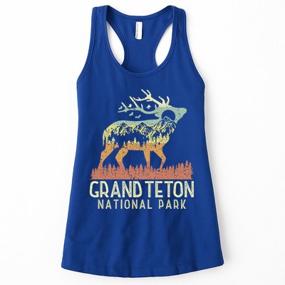 Grand Teton National Park Retro Mountain Vintage Elk Gift Womens Tank Top