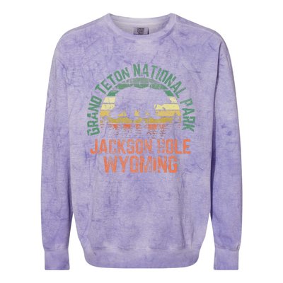 Grand Teton National Park Jackson Hole Wyoming Bear Vintage Colorblast Crewneck Sweatshirt