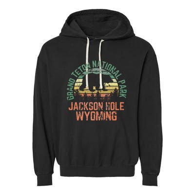 Grand Teton National Park Jackson Hole Wyoming Bear Vintage Garment-Dyed Fleece Hoodie