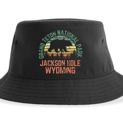 Grand Teton National Park Jackson Hole Wyoming Bear Vintage Sustainable Bucket Hat