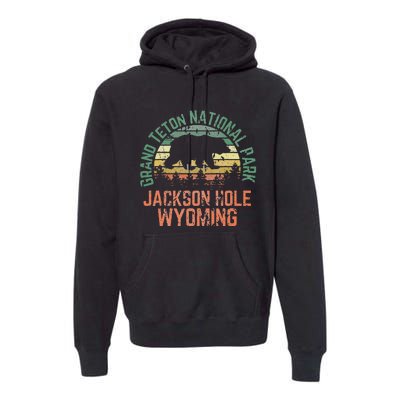 Grand Teton National Park Jackson Hole Wyoming Bear Vintage Premium Hoodie