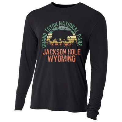 Grand Teton National Park Jackson Hole Wyoming Bear Vintage Cooling Performance Long Sleeve Crew