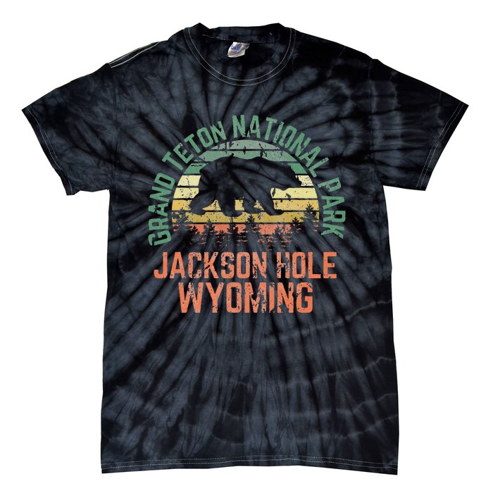 Grand Teton National Park Jackson Hole Wyoming Bear Vintage Tie-Dye T-Shirt