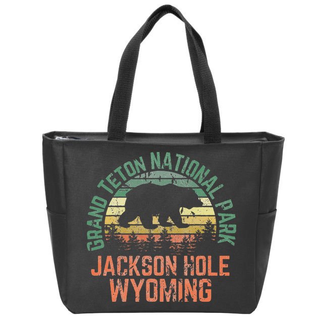 Grand Teton National Park Jackson Hole Wyoming Bear Vintage Zip Tote Bag