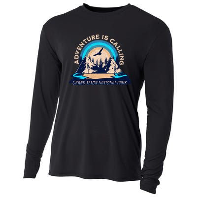 Grand Teton National Park Camping Hiking Family Vacation Cooling Performance Long Sleeve Crew