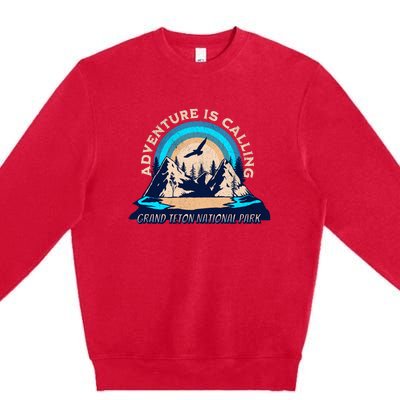 Grand Teton National Park Camping Hiking Family Vacation Premium Crewneck Sweatshirt