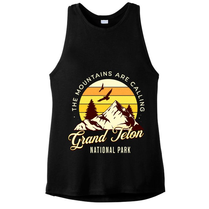 Grand Teton National Park Camping Hiking Family Vacation Ladies PosiCharge Tri-Blend Wicking Tank