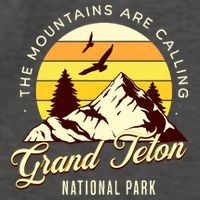 Grand Teton National Park Camping Hiking Family Vacation Vector Backpack