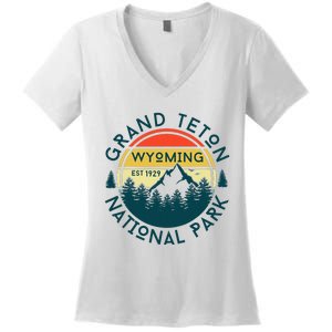 Grand Teton National Park Wyoming Hiking Nature Outdoors Women's V-Neck T-Shirt