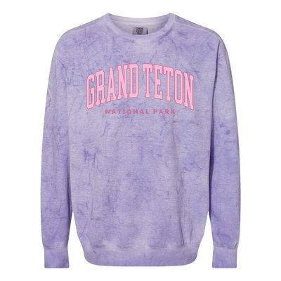 Grand Teton National Park Wyoming Preppy Throwback Colorblast Crewneck Sweatshirt