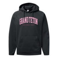 Grand Teton National Park Wyoming Preppy Throwback Performance Fleece Hoodie