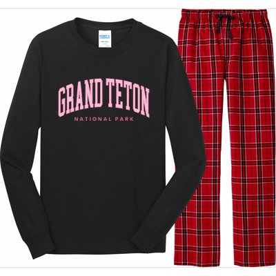 Grand Teton National Park Wyoming Preppy Throwback Long Sleeve Pajama Set