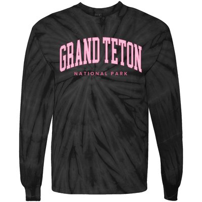 Grand Teton National Park Wyoming Preppy Throwback Tie-Dye Long Sleeve Shirt