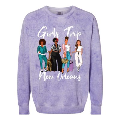 Girl Trip New Orleans For Melanin Afro Black Vacation Women Colorblast Crewneck Sweatshirt