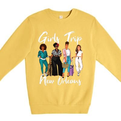 Girl Trip New Orleans For Melanin Afro Black Vacation Women Premium Crewneck Sweatshirt