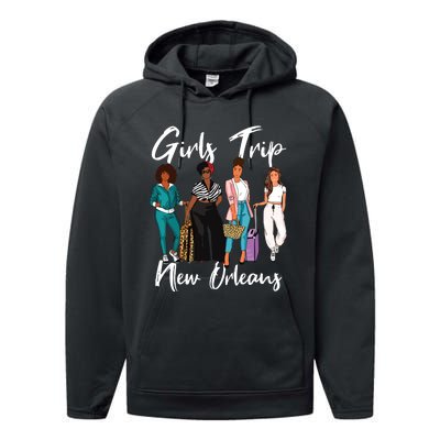 Girl Trip New Orleans For Melanin Afro Black Vacation Women Performance Fleece Hoodie