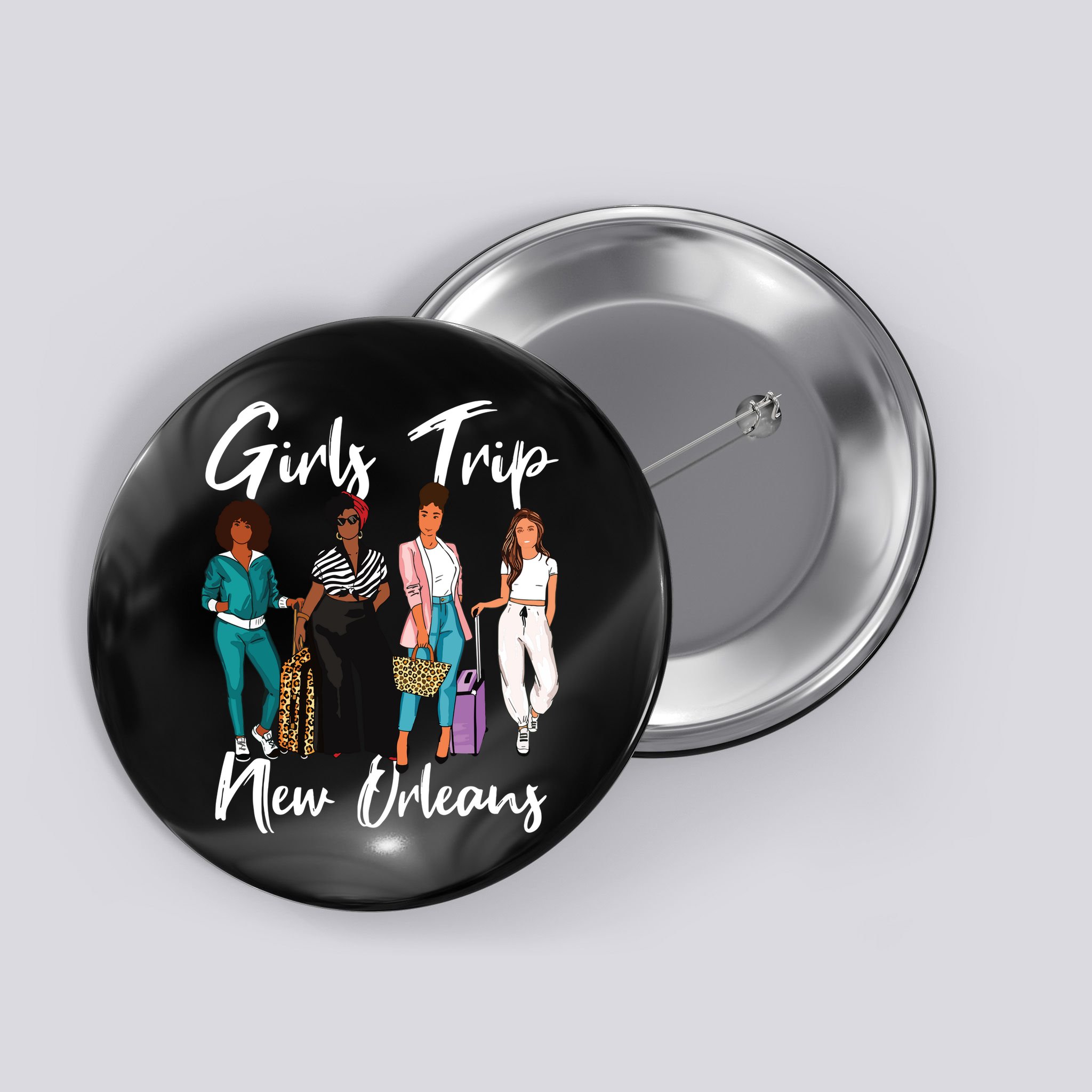 Girl Trip New Orleans For Melanin Afro Black Vacation Women Button