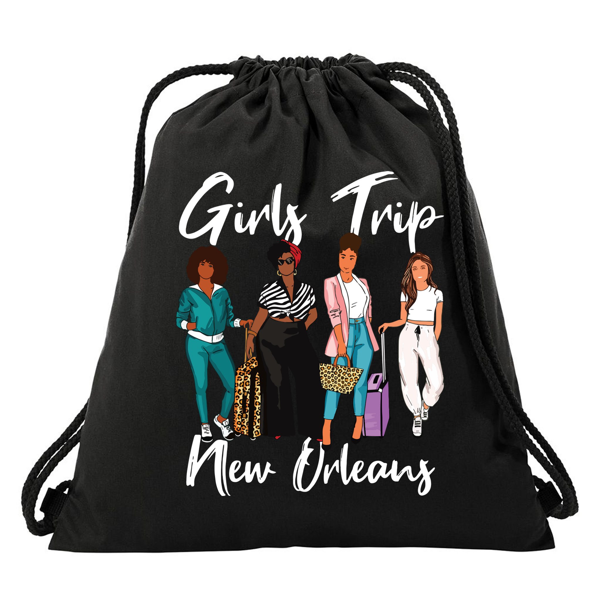 Girl Trip New Orleans For Melanin Afro Black Vacation Women Drawstring Bag