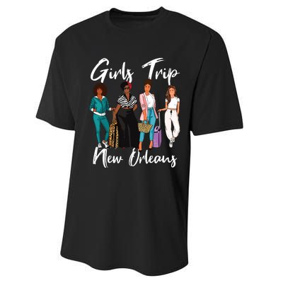 Girl Trip New Orleans For Melanin Afro Black Vacation Women Performance Sprint T-Shirt