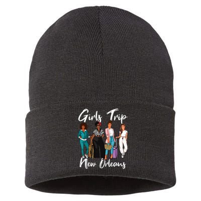 Girl Trip New Orleans For Melanin Afro Black Vacation Women Sustainable Knit Beanie