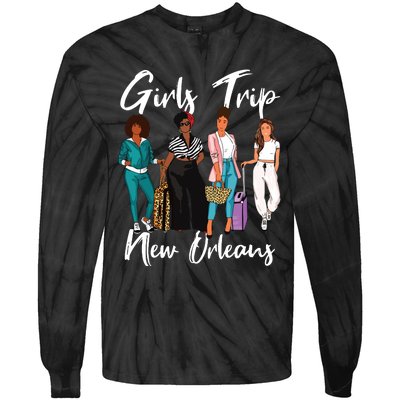 Girl Trip New Orleans For Melanin Afro Black Vacation Women Tie-Dye Long Sleeve Shirt