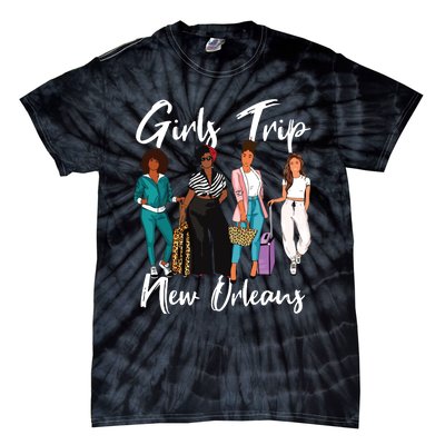 Girl Trip New Orleans For Melanin Afro Black Vacation Women Tie-Dye T-Shirt