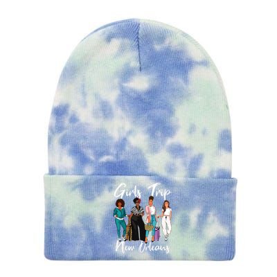 Girl Trip New Orleans For Melanin Afro Black Vacation Women Tie Dye 12in Knit Beanie