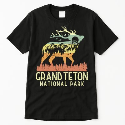 Grand Teton National Park Retro Mountain Vintage Elk Gift Tall T-Shirt