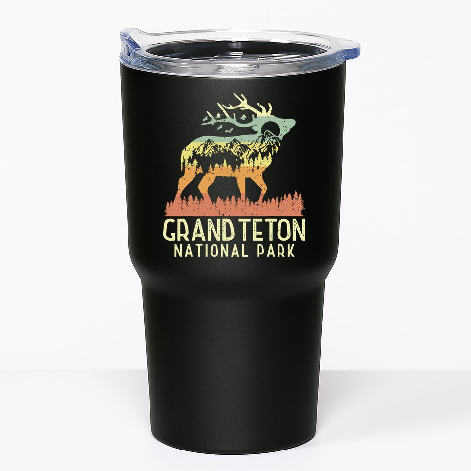 Grand Teton National Park Retro Mountain Vintage Elk Gift Tumbler