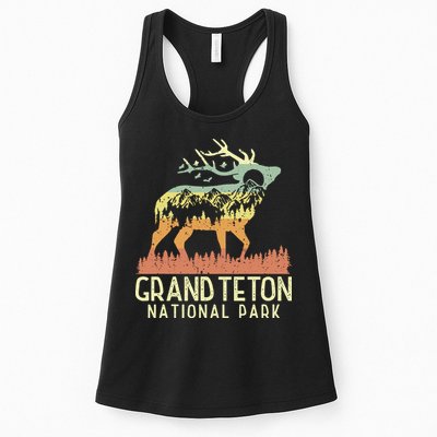 Grand Teton National Park Retro Mountain Vintage Elk Gift Womens Tank Top