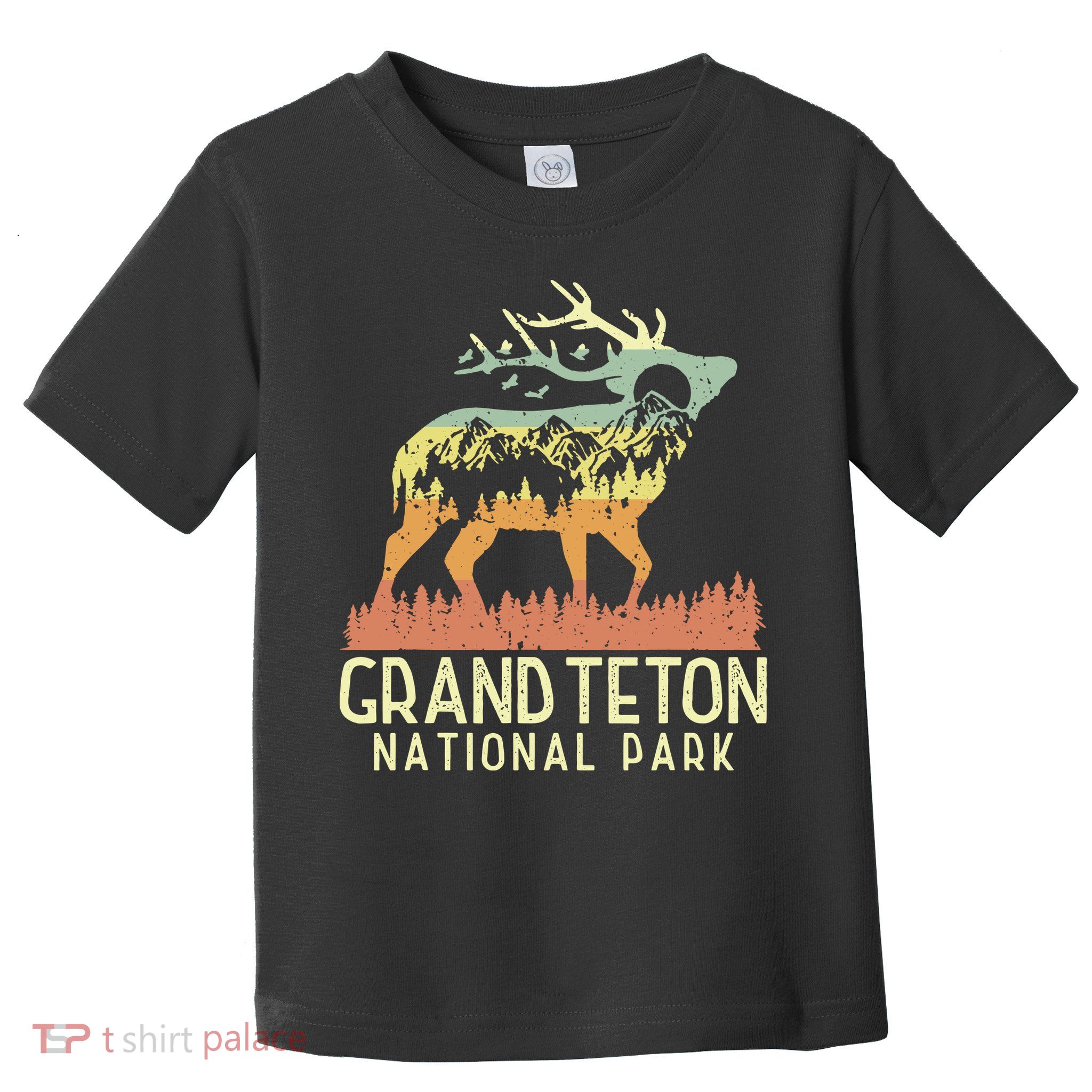 Grand Teton National Park Retro Mountain Vintage Elk Gift Toddler T-Shirt