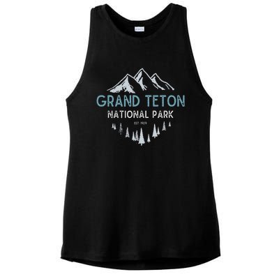 Grand Teton National Park Est 1929 National Park Ladies PosiCharge Tri-Blend Wicking Tank