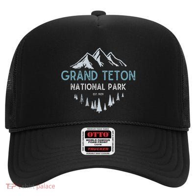 Grand Teton National Park Est 1929 National Park High Crown Mesh Back Trucker Hat