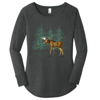 Grand Teton National Park Wyoming Moose Trees Vintage Look Women's Perfect Tri Tunic Long Sleeve Shirt