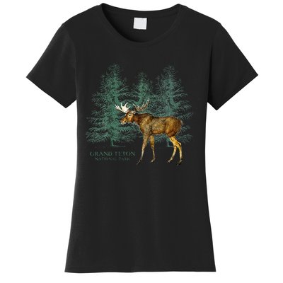 Grand Teton National Park Wyoming Moose Trees Vintage Look Women's T-Shirt