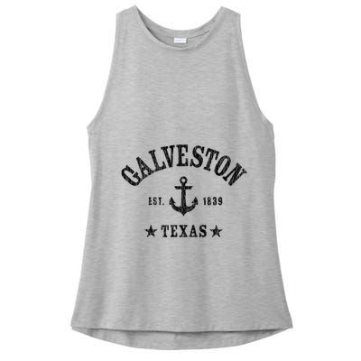 Galveston Tx Nautical Design W. Anchor & Details Est. 1839 Ladies PosiCharge Tri-Blend Wicking Tank